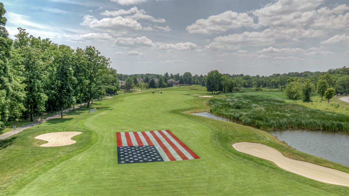 American flag on the fairway