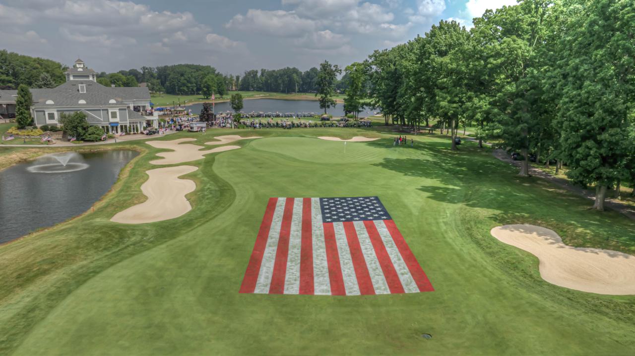 American flag on the fairway — 2025 Patriot Classic